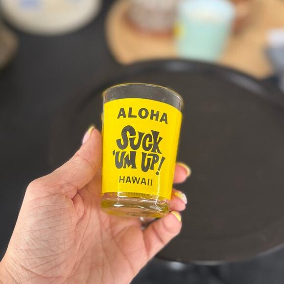 Vintage Hawaii Souvenir Shot Glass – "Aloha Hang Loose" & "Suck 'Um Up" - Picture 3 of 4